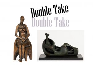Works by Malcolm Woodward (left) and Henry Moore (right)