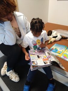 Mother and child reading in the Children's Library